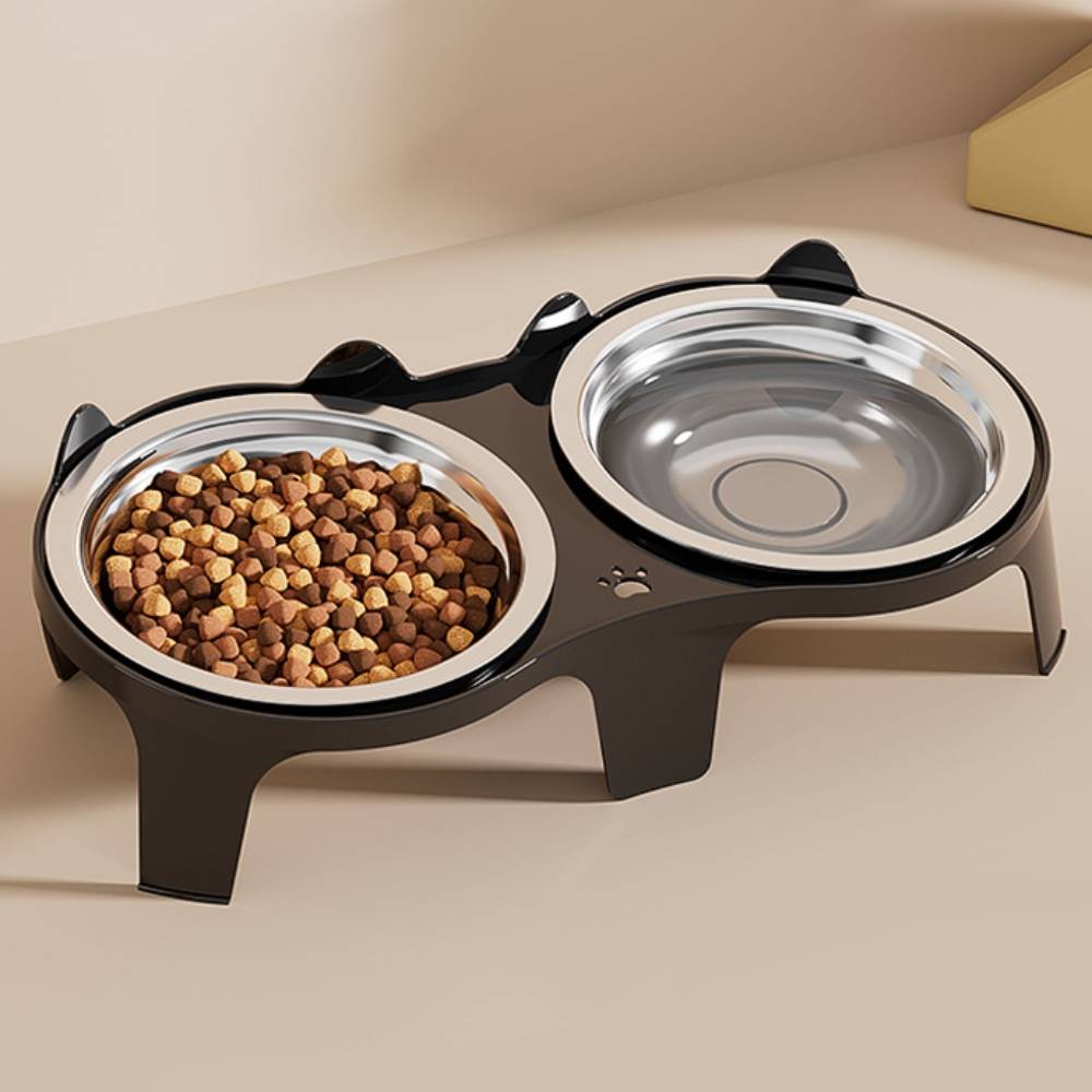 Gamelle Surélevée Pour Chien/chat – Inox – Argent – 13x11x11.5 Cm – NEUF