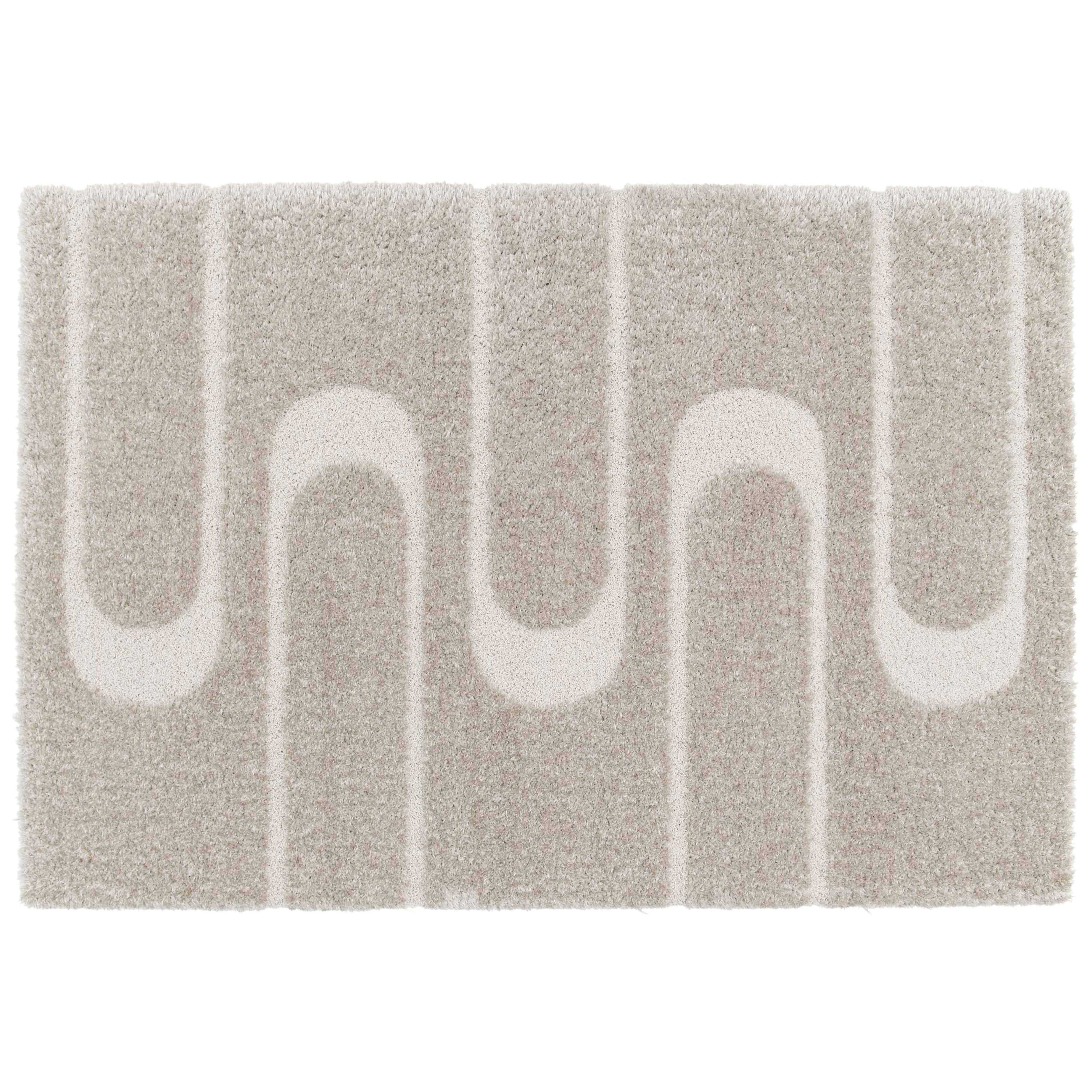 Oviala - Tapis rectangulaire à poils longs motif géométrique taupe 120 x 170 cm Ziggy - Oviala - Imagen 1