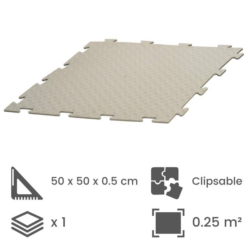 Dalle clipsable intérieur/extérieur Motif "métal strié" - Gris clair 50 x 50 cm - ArtPlast - Imagen 2