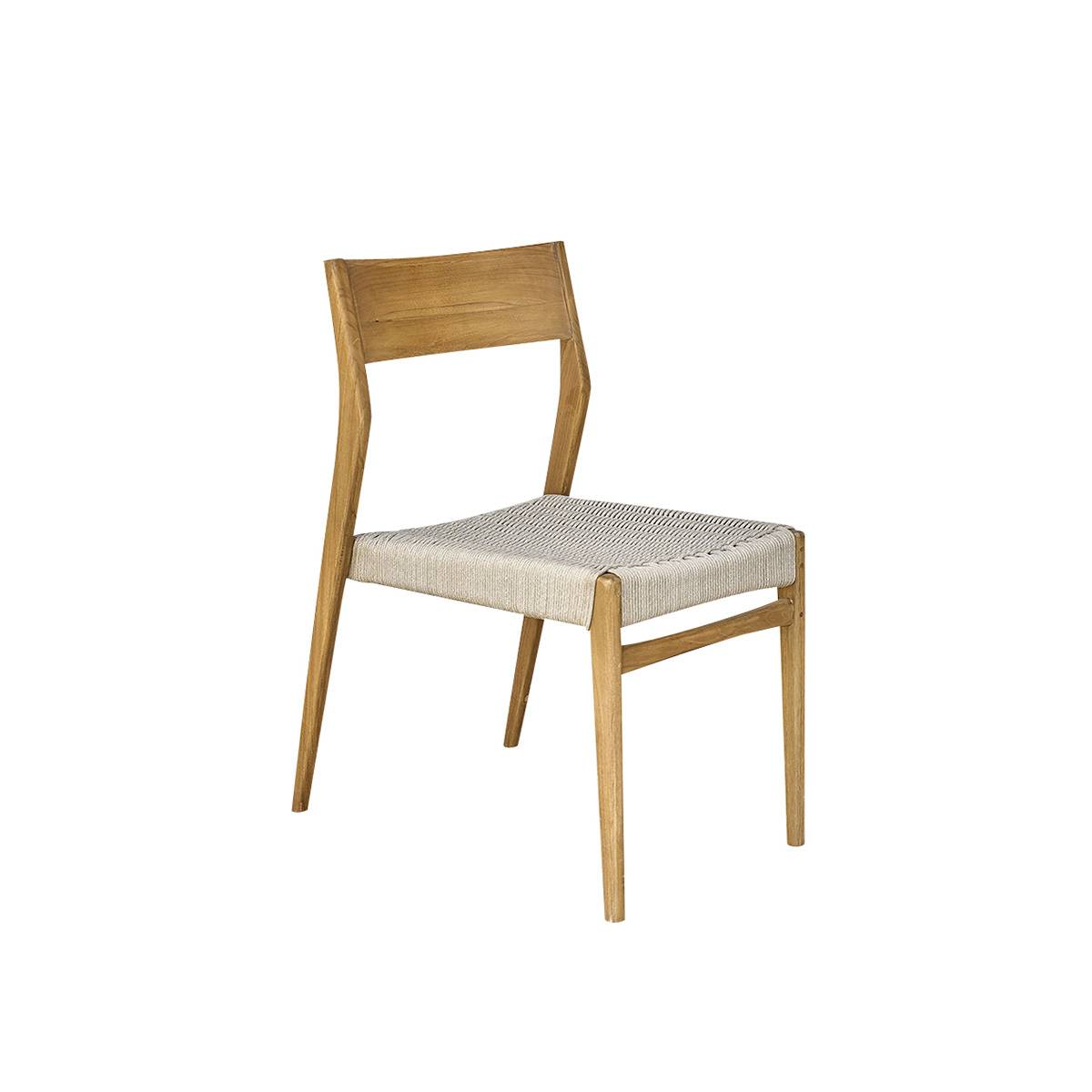 Wilsa Garden - Chaise de jardin en teck massifet cordage Beige CALVI - Image 2