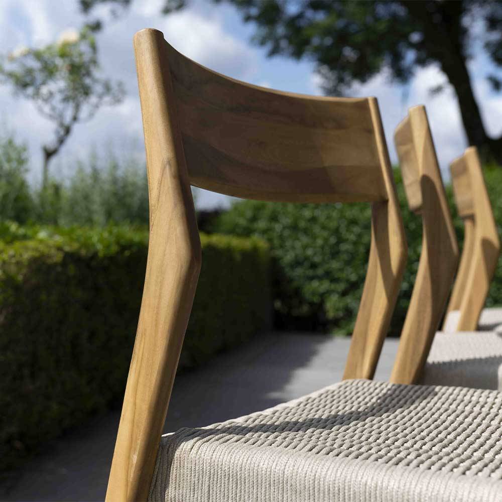 Wilsa Garden - Chaise de jardin en teck massifet cordage Beige CALVI - Image 7