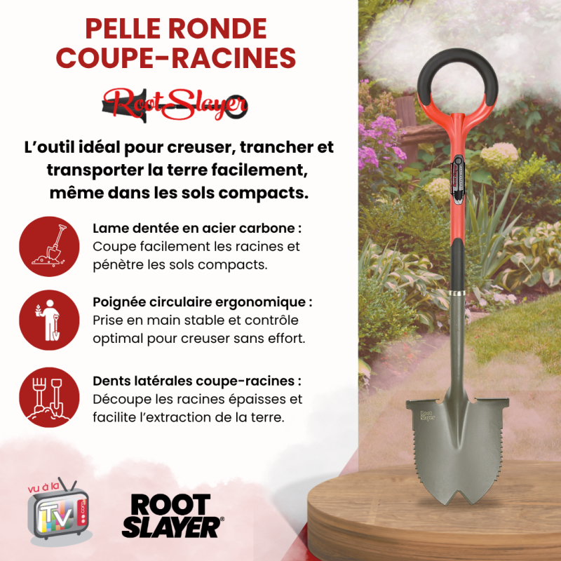 Pelle Ronde Rootslayer Dentée Acier Carbone Renforcé | Coupe Racines Épaisses Pénétration Sols Durs- VENTEO - Image 4