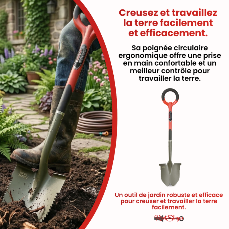 Pelle Ronde Rootslayer Dentée Acier Carbone Renforcé | Coupe Racines Épaisses Pénétration Sols Durs- VENTEO - Image 8