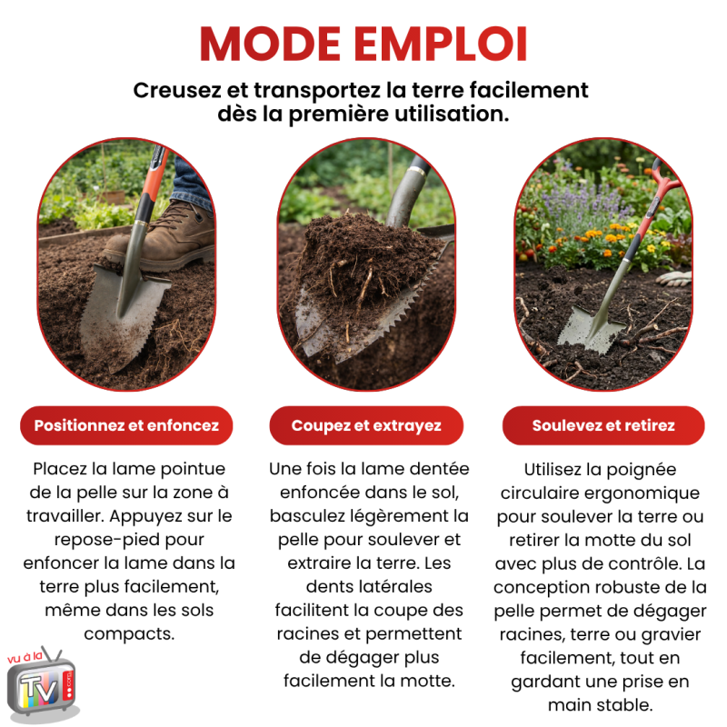 Pelle Ronde Rootslayer Dentée Acier Carbone Renforcé | Coupe Racines Épaisses Pénétration Sols Durs- VENTEO - Image 6