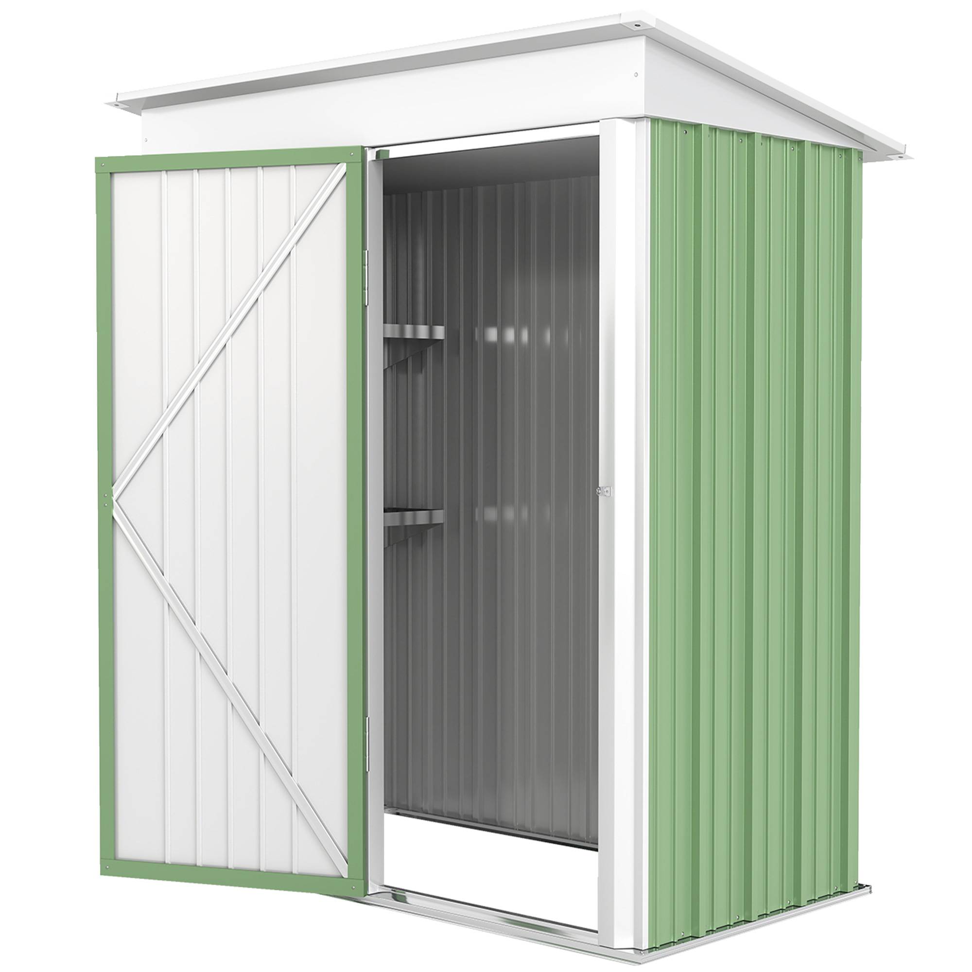 Armoire de jardin en acier avec porte verrouillable et étagères 161x95x181 cm vert - ComfortXL Outdoor Living - Image 2