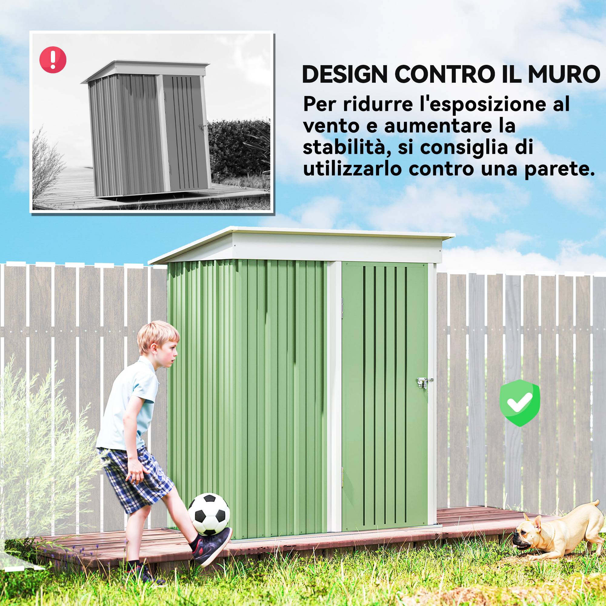 Armoire de jardin en acier avec porte verrouillable et étagères 161x95x181 cm vert - ComfortXL Outdoor Living - Image 8