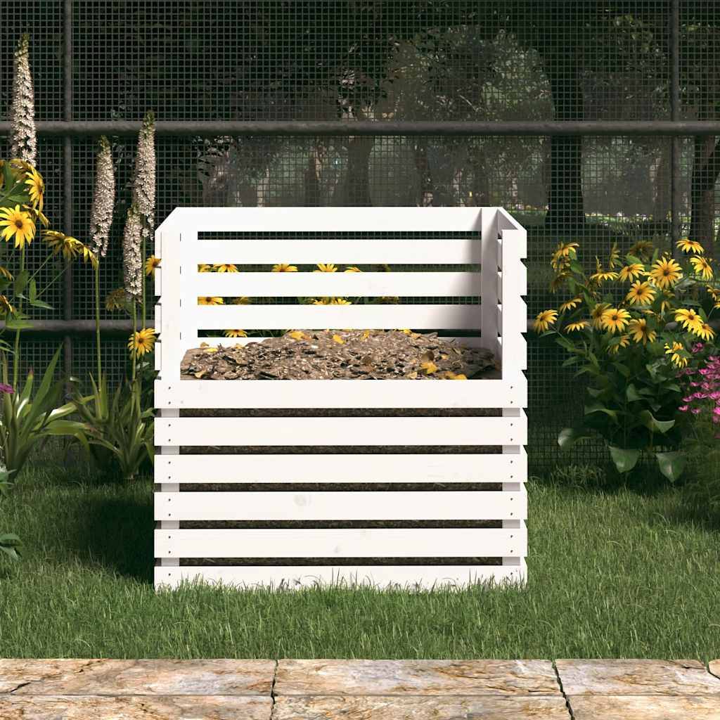 Vidaxl - Composteur Blanc 80x80x78 cm Bois massif de pin vidaXL 822188 - Image 4