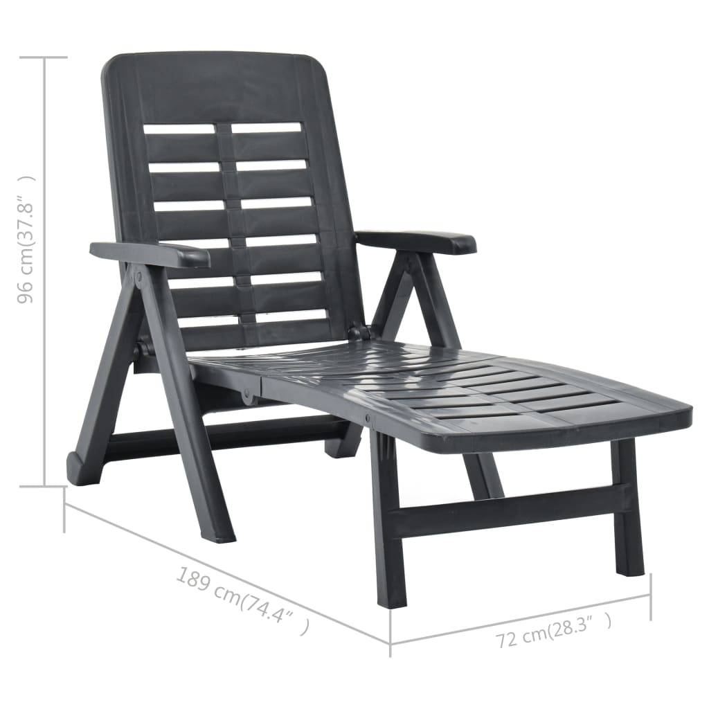 Vidaxl - Chaise longue pliable Plastique Anthracite vidaXL 48756 - Imagen 3