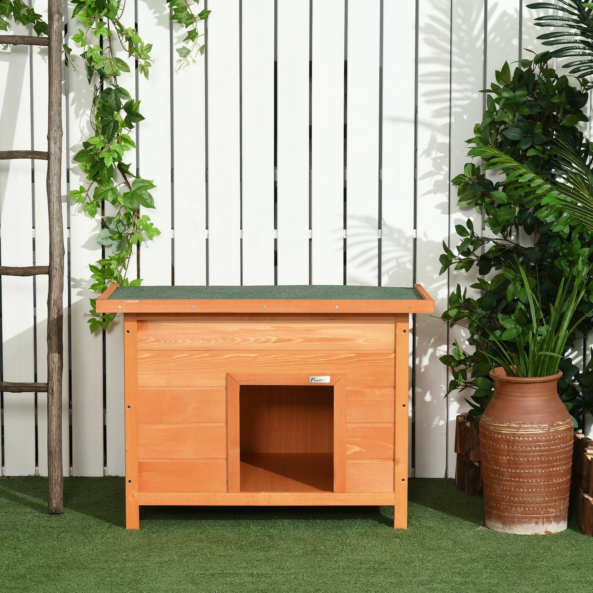 Niche chien extérieur bois sapin sur pied toit bitumé ouvrant 85x58x58cm marron - ComfortXL Outdoor Living - Image 10