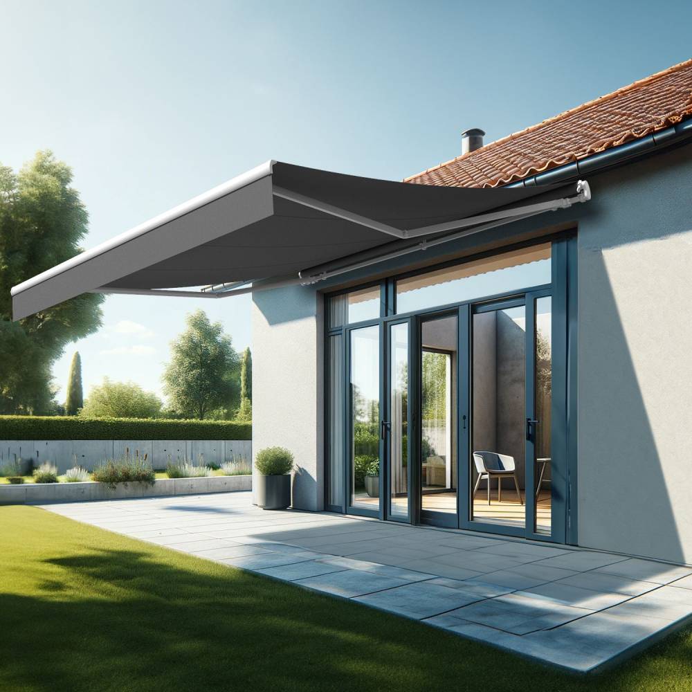 Store banne monobloc ESPAI 4,00x3,50m (Manuelle - Gris Graphite - Blanc) - Alia Productions - Imagen 1
