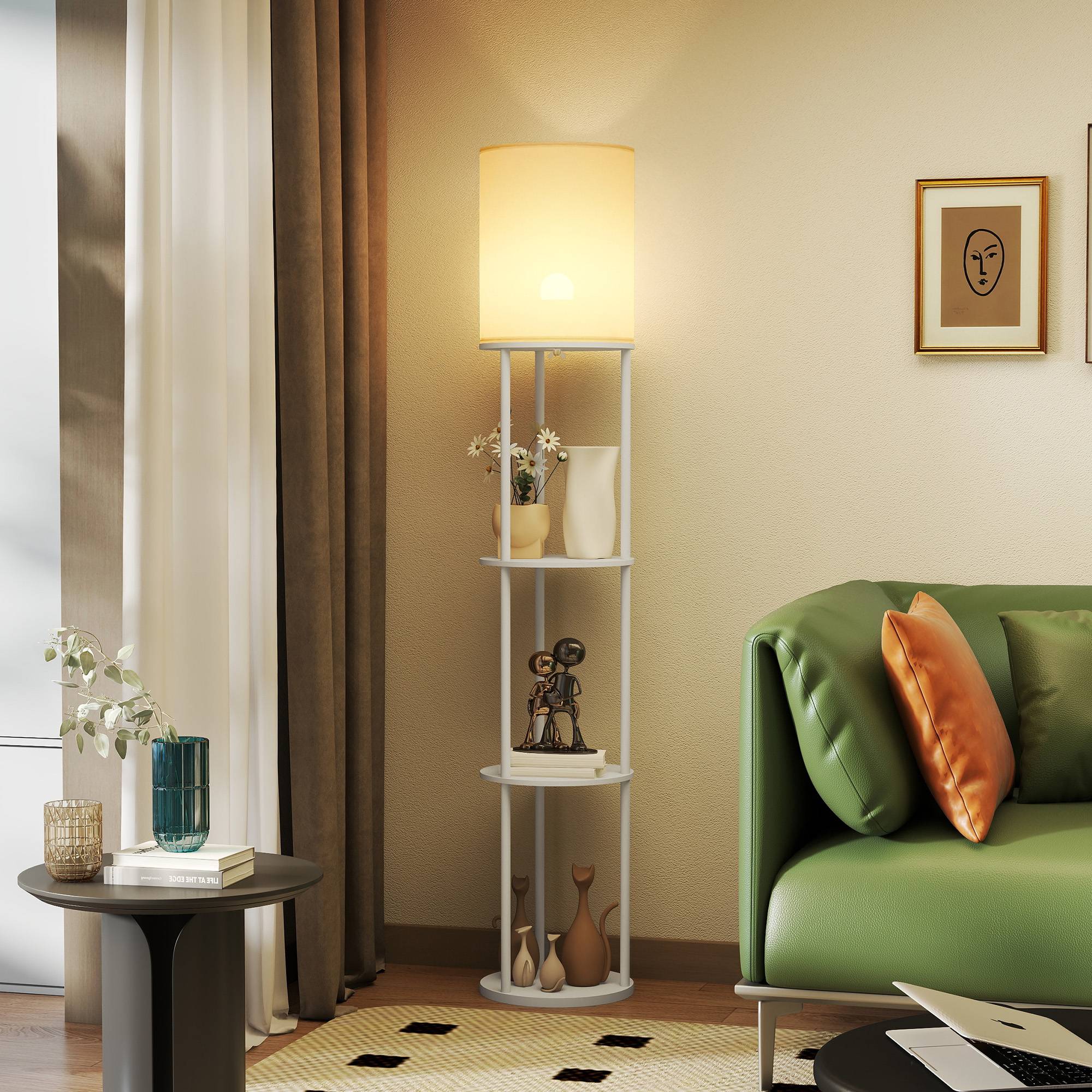 Lampadaire blanc à étagères 3 températures de couleur télécommandé salon chambre bureau - Image 4