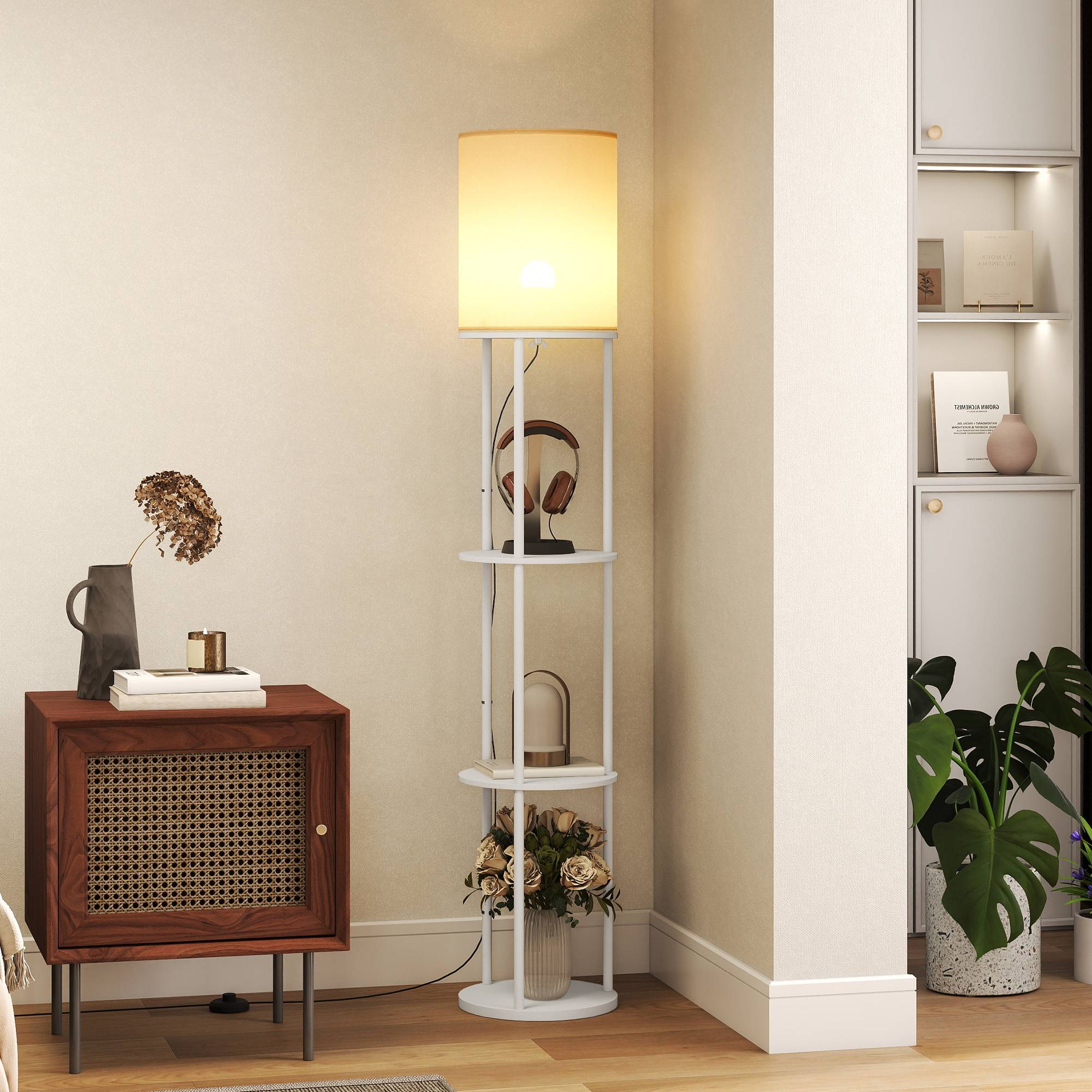 Lampadaire blanc à étagères 3 températures de couleur télécommandé salon chambre bureau - Image 3
