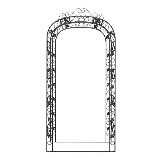 Arche Jardin Acier Enduit Pergola pour Rosiers Treillis Entrée Allée 116x240 cm Noir - ComfortXL Outdoor Living - Image 3