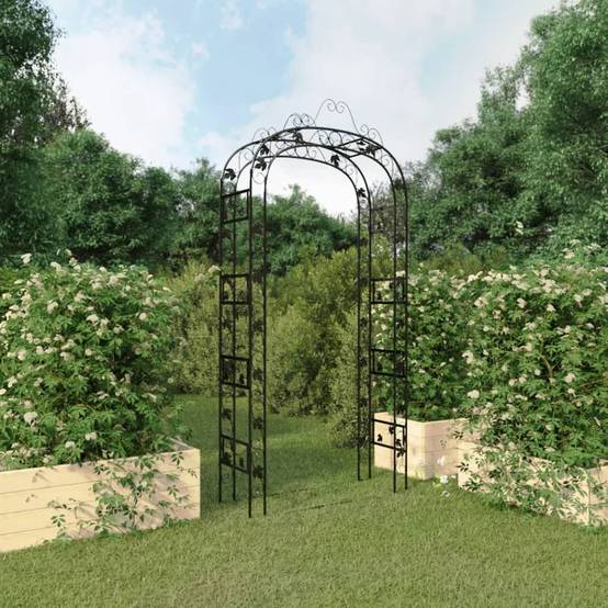 Arche Jardin Acier Enduit Pergola pour Rosiers Treillis Entrée Allée 116x240 cm Noir - ComfortXL Outdoor Living - Image 1