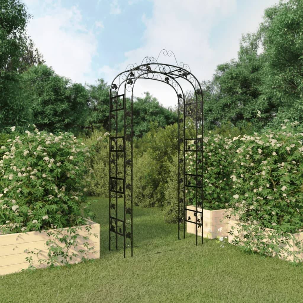Arche Jardin Acier Enduit Pergola pour Rosiers Treillis Entrée Allée 116x240 cm Noir - ComfortXL Outdoor Living - Image 1
