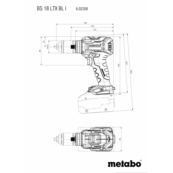 Metabo - Perceuse-visseuse sans fil BS 18 LTX BL I - 130 Nm, 18V 2 x 5,2 Ah Li-Power, ASC 55, metaBOX 145 L - METABO - 602358650 - Image 2