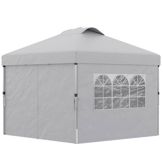 ComfortXL - Tonnelle Pliante Pop-Up Tissu Oxford Événements Extérieurs Hauteur Réglable 3x3m Gris Clair - ComfortXL Outdoor Living - Image 2