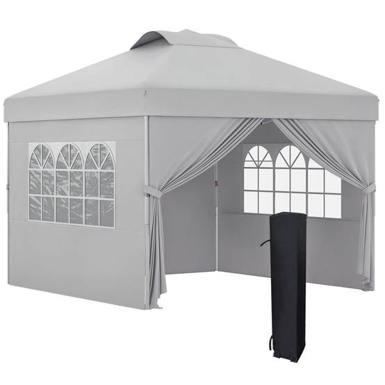 ComfortXL - Tonnelle Pliante Pop-Up Tissu Oxford Événements Extérieurs Hauteur Réglable 3x3m Gris Clair - ComfortXL Outdoor Living - Image 1