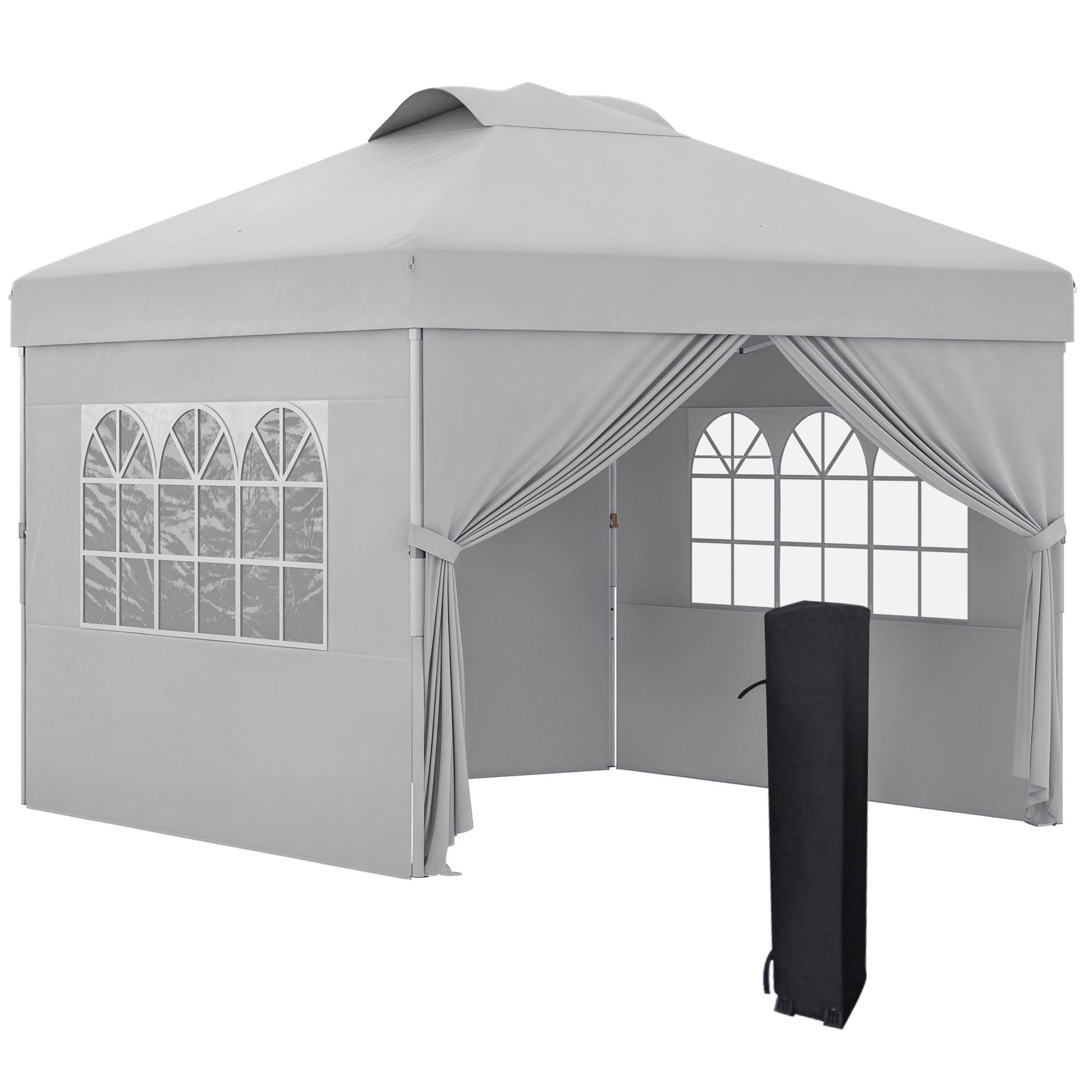 ComfortXL - Tonnelle Pliante Pop-Up Tissu Oxford Événements Extérieurs Hauteur Réglable 3x3m Gris Clair - ComfortXL Outdoor Living - Image 1