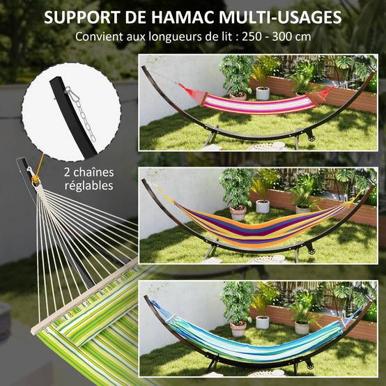Support de hamac métal noir 337 x 118 x 118 cm - PANGIVO - Image 6