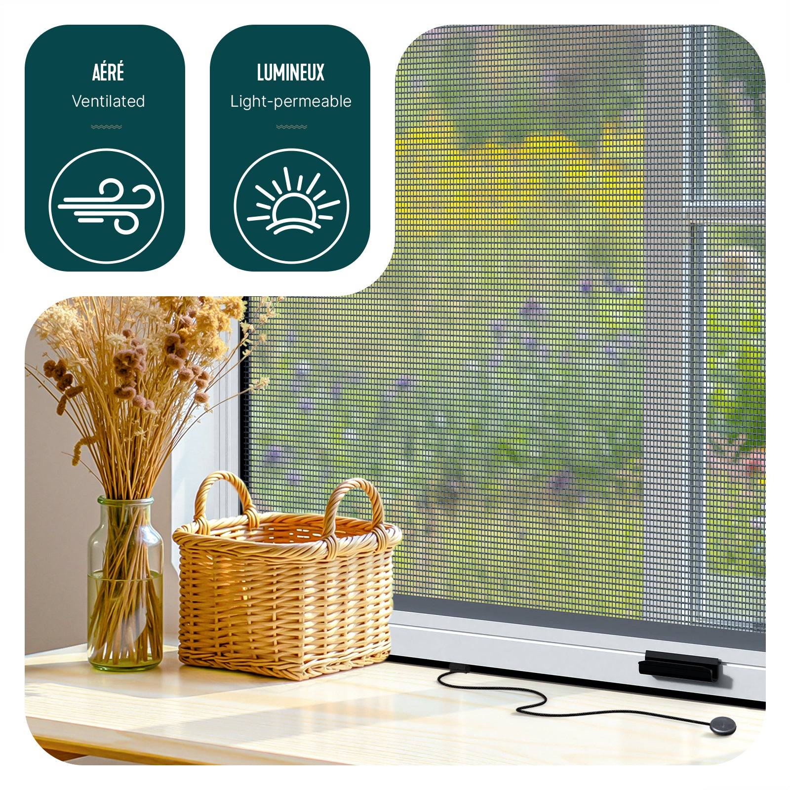 Vounot - Moustiquaire de fenêtre L80 x H130 cm  enroulable et recoupable en aluminium blanc VOUNOT® - Image 2