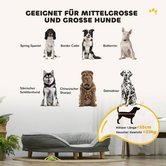 ComfortXL - Canapé pour chien polyester MDF 90 x 78 x 25 cm gris couchage surélevé housse amovible jusqu’à 25 kg - Image 4
