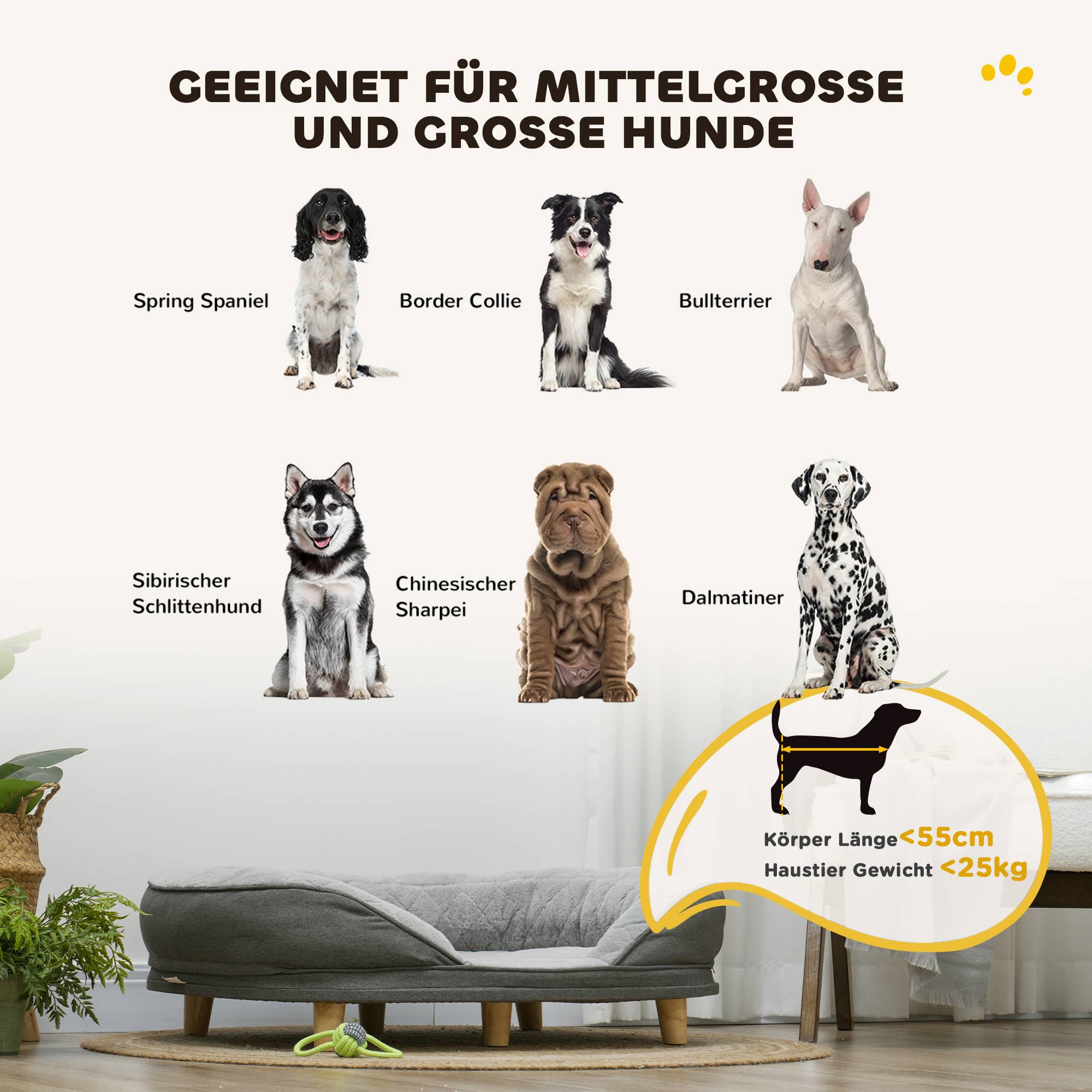 ComfortXL - Canapé pour chien polyester MDF 90 x 78 x 25 cm gris couchage surélevé housse amovible jusqu’à 25 kg - Image 4