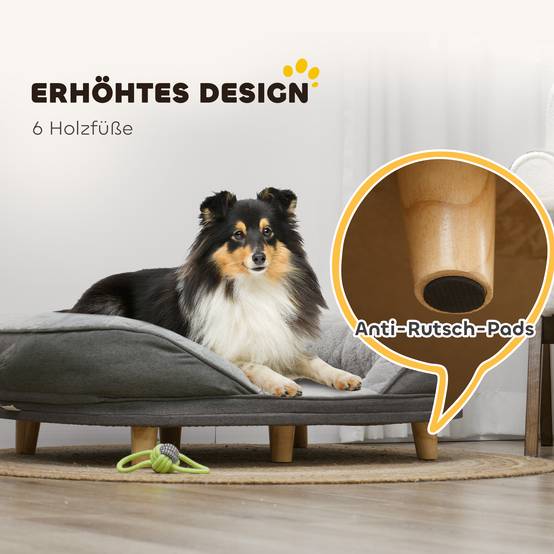 ComfortXL - Canapé pour chien polyester MDF 90 x 78 x 25 cm gris couchage surélevé housse amovible jusqu’à 25 kg - Image 7