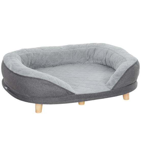 ComfortXL - Canapé pour chien polyester MDF 90 x 78 x 25 cm gris couchage surélevé housse amovible jusqu’à 25 kg - Image 10