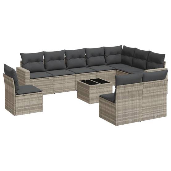 Salon de jardin bas 11 pièces Résine Tressée Gris Clair avec Coffres de Rangement – ComfortXL Outdoor Living - Image 2