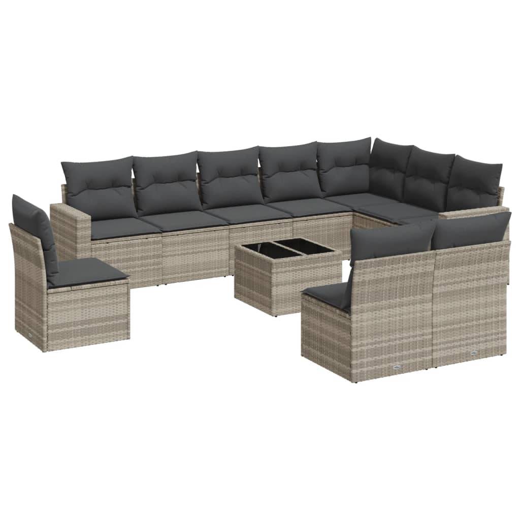 Salon de jardin bas 11 pièces Résine Tressée Gris Clair avec Coffres de Rangement – ComfortXL Outdoor Living - Image 2