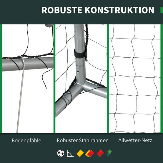 But de football résistant aux intempéries, filet robuste, structure métallique stable, montage facile, 300 x 200 x 120 cm - Image 6