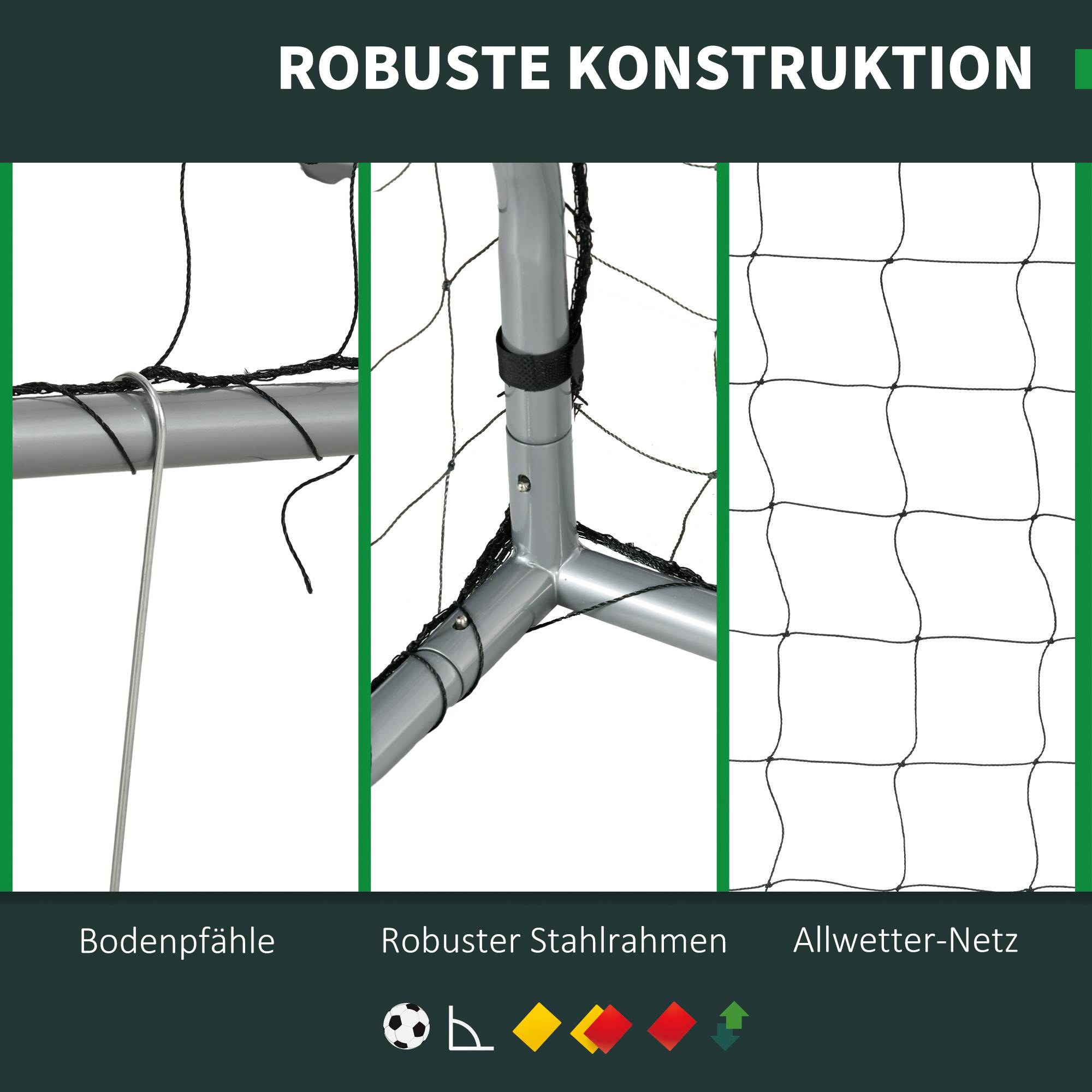 But de football résistant aux intempéries, filet robuste, structure métallique stable, montage facile, 300 x 200 x 120 cm - Image 6