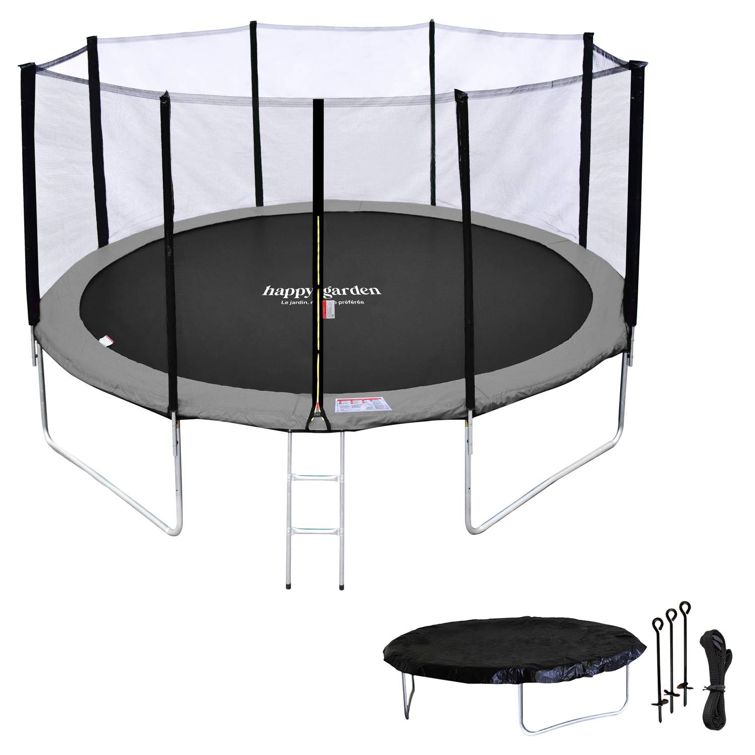 Happy Garden - Pack Premium Trampoline 430cm réversible rose / gris MELBOURNE + filet, échelle, bâche et kit d'ancrage - HAPPY GARDEN - Imagen 2