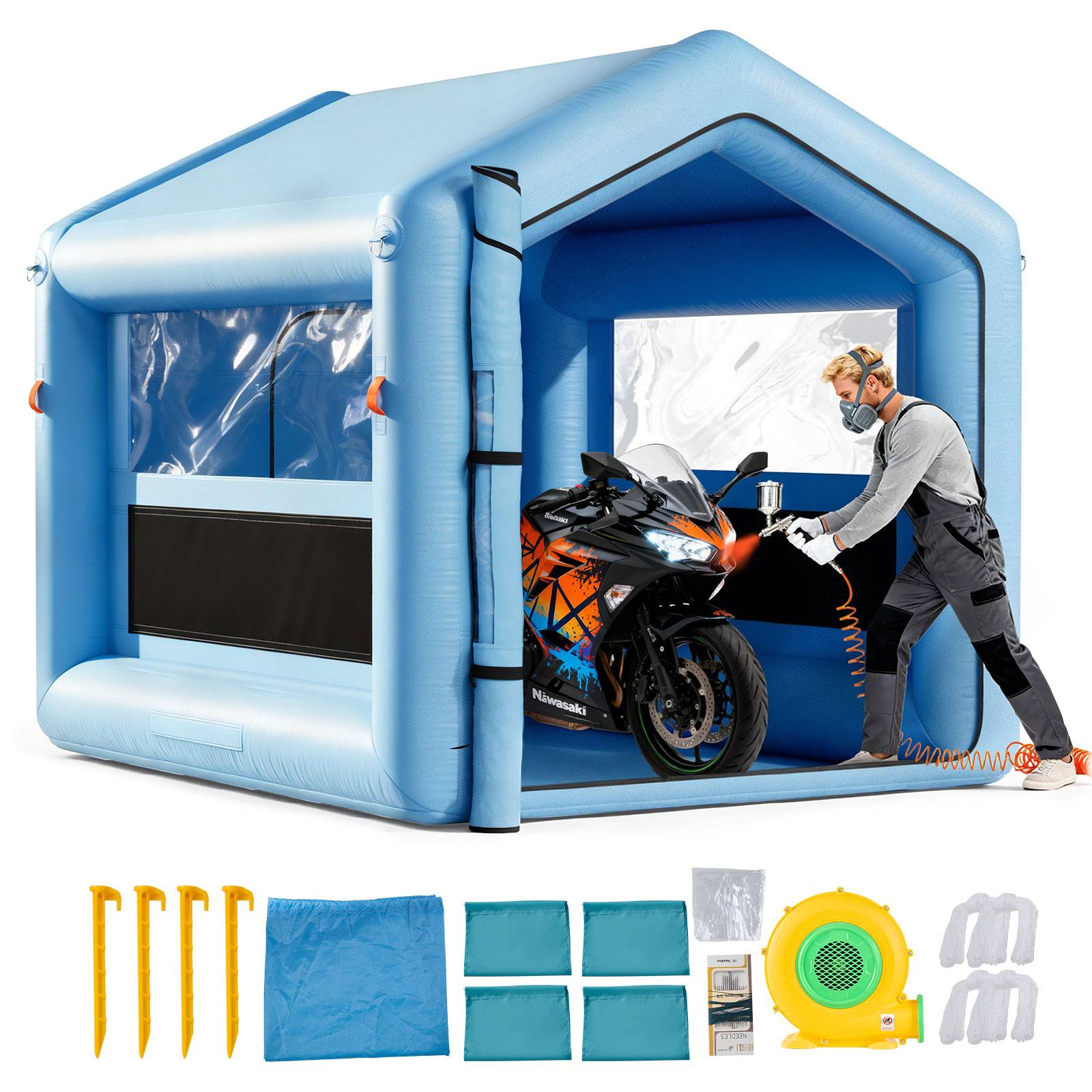 Vevor - VEVOR Cabine de peinture gonflable 3 x 2,5 m, souffleur 550 W, filtration haute performance