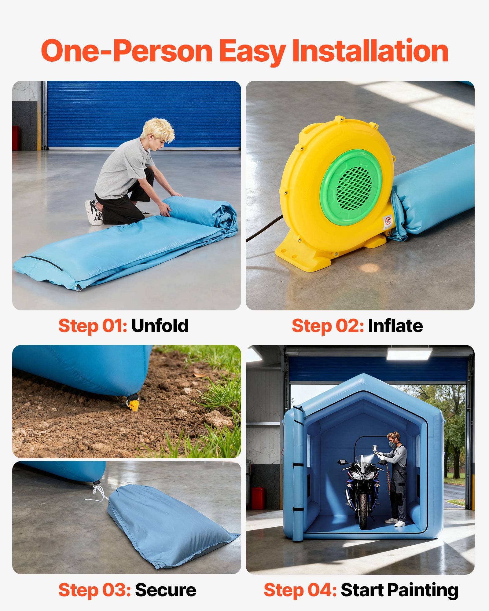 Vevor - VEVOR Cabine de peinture gonflable 3 x 2,5 m, souffleur 550 W, filtration haute performance - Image 7