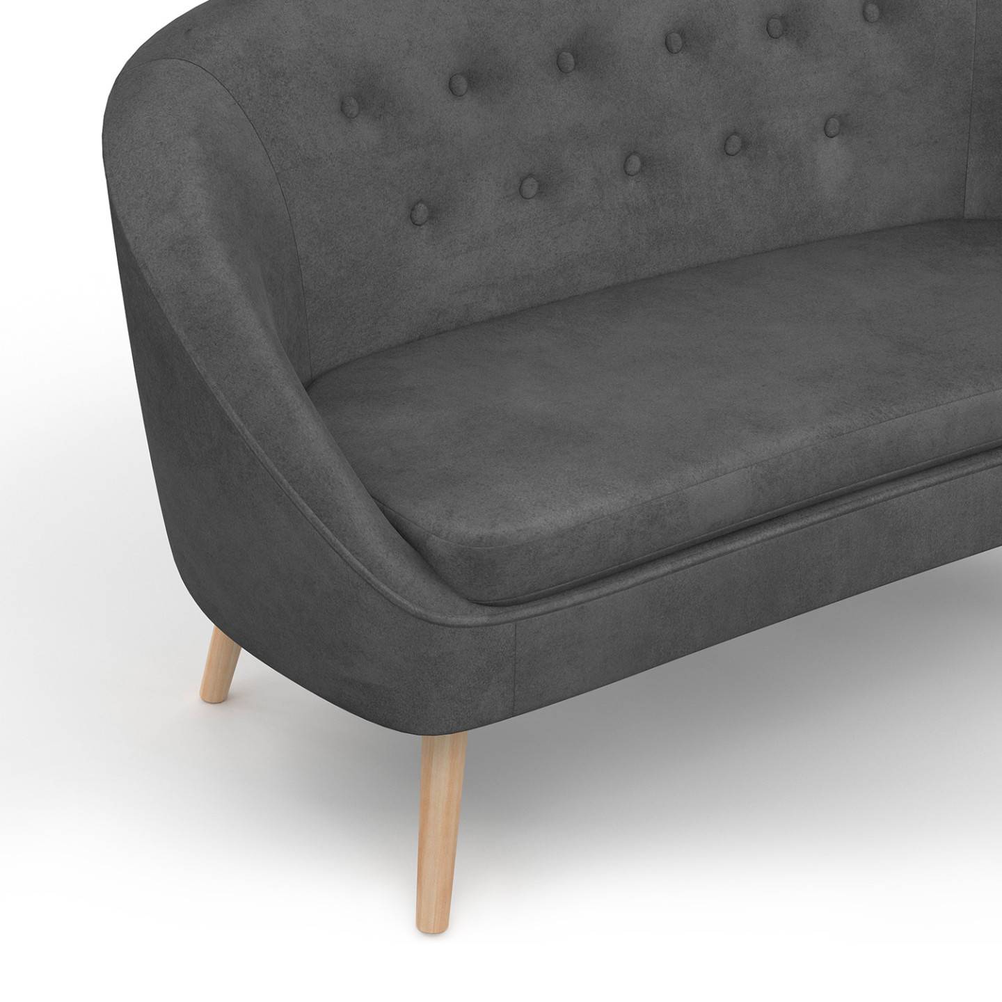 IDMARKET - Canapé banquette SONIA en velours gris - Image 6