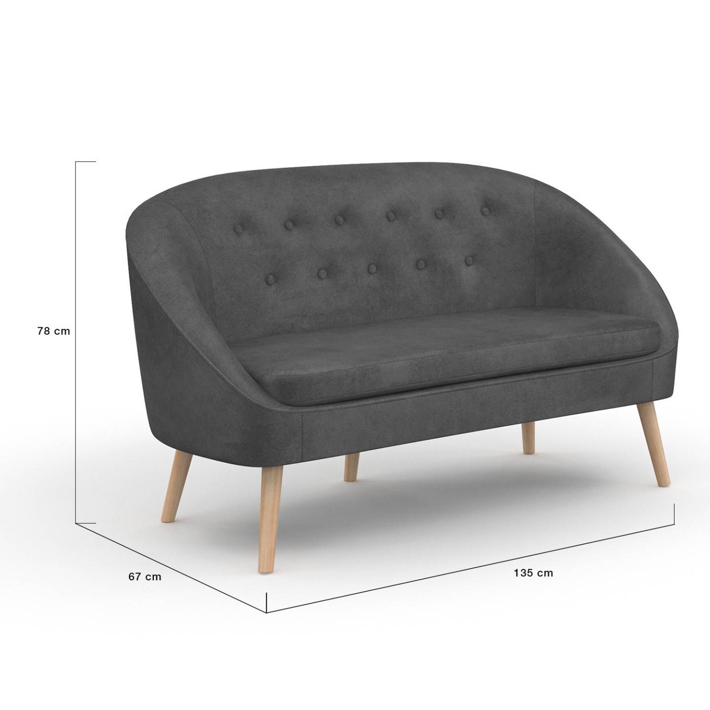 IDMARKET - Canapé banquette SONIA en velours gris - Image 5