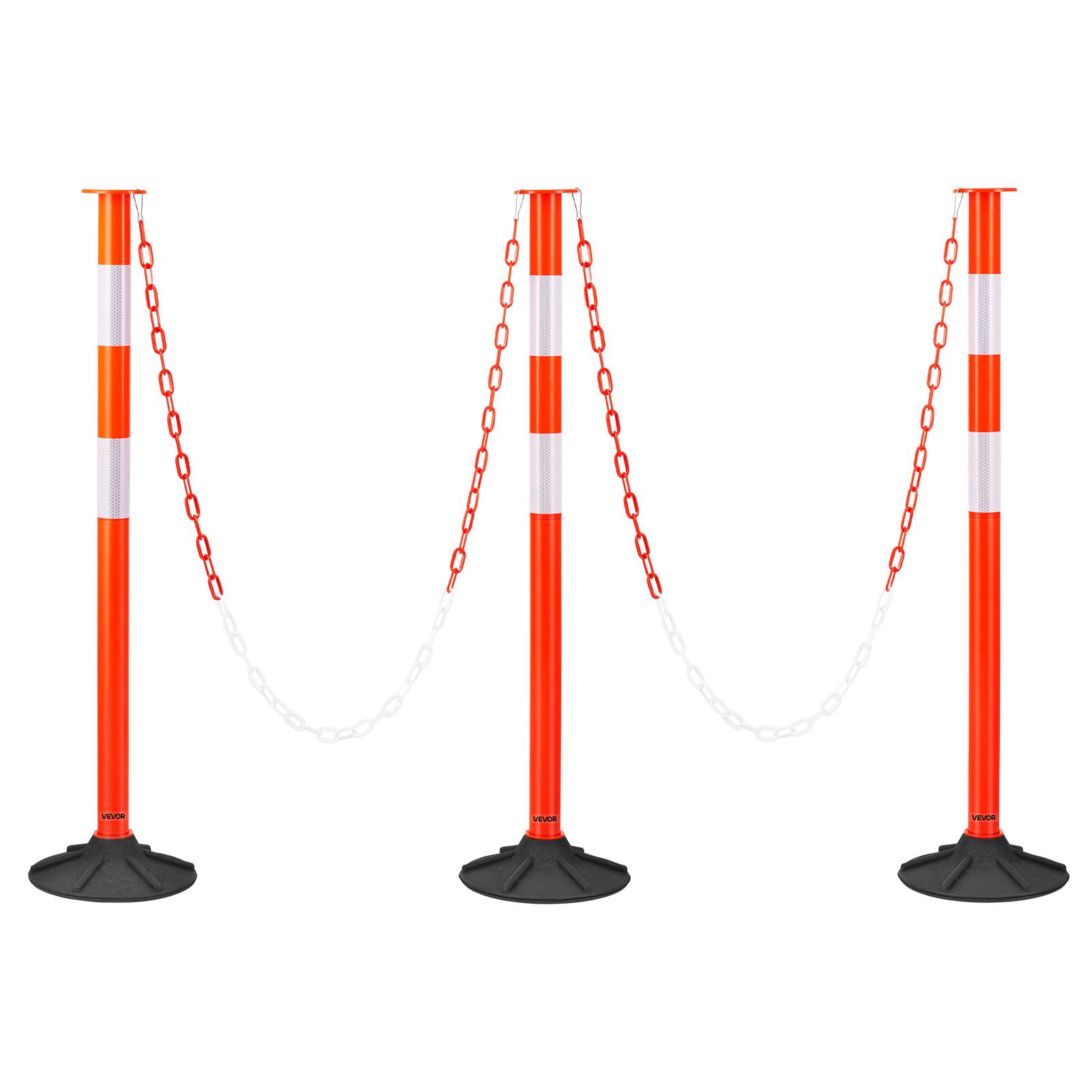VEVOR Poteau de Signalisation Balise de Délimitation 3PCs 87,1 cm Base Lestée
