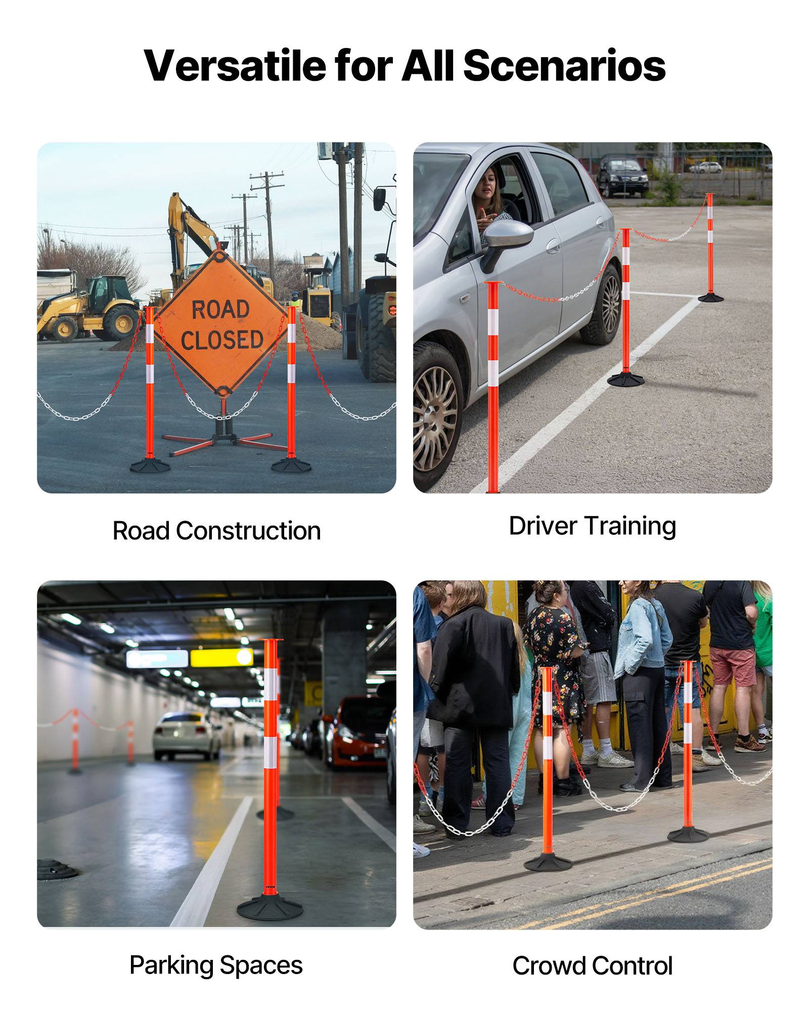 VEVOR Poteau de Signalisation Balise de Délimitation 3PCs 87,1 cm Base Lestée - Image 6