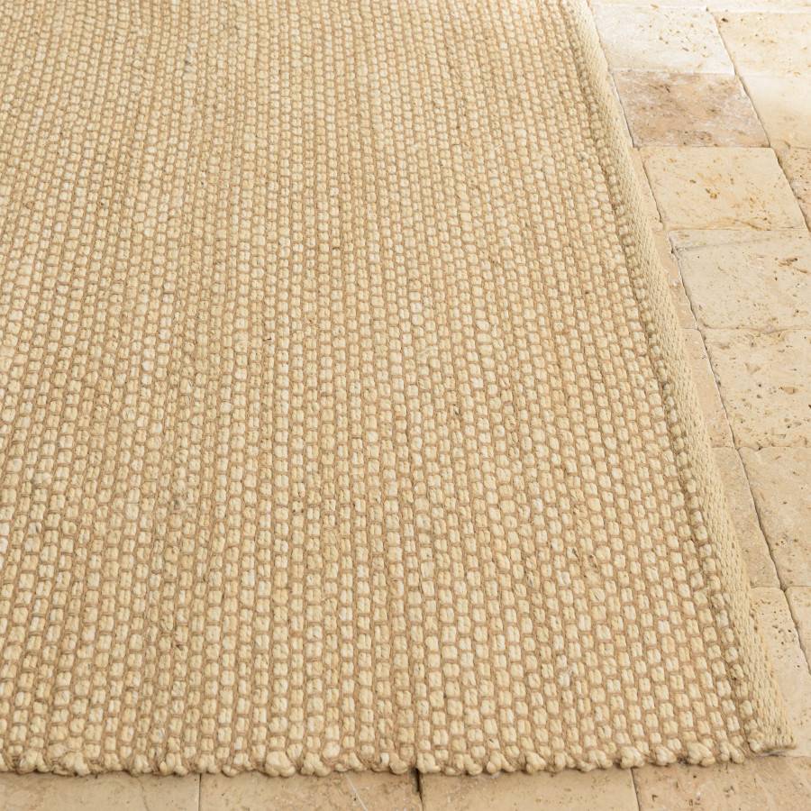 Macabane - QUENTIN - Tapis rectangulaire 200x290cm en jute et coton beige - Imagen 4