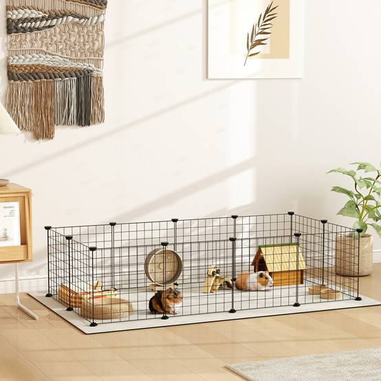 Enclos modulable métal pour cochons d'Inde et hérissons parc intérieur 106x73x36cm noir - ComfortXL Outdoor Living - Image 4