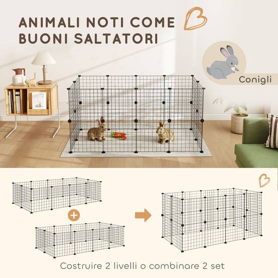 Enclos modulable métal pour cochons d'Inde et hérissons parc intérieur 106x73x36cm noir - ComfortXL Outdoor Living - Image 9