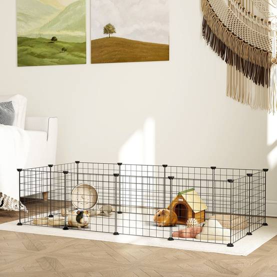 Enclos modulable métal pour cochons d'Inde et hérissons parc intérieur 106x73x36cm noir - ComfortXL Outdoor Living - Image 3