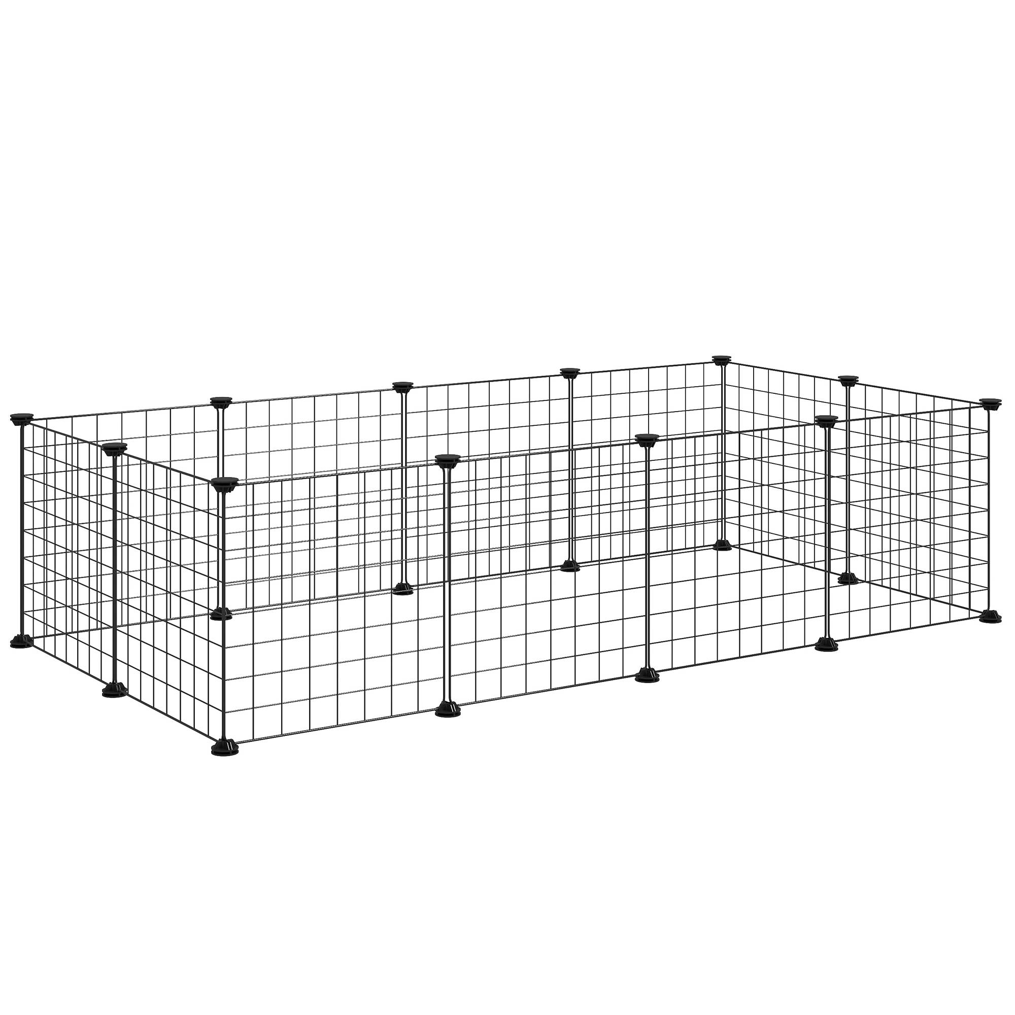 Enclos modulable métal pour cochons d'Inde et hérissons parc intérieur 106x73x36cm noir - ComfortXL Outdoor Living - Image 1