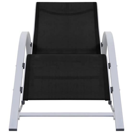 Transat Chaise Longue Textilène Aluminium Plage Jardin Noir - ComfortXL Outdoor Living - Image 2