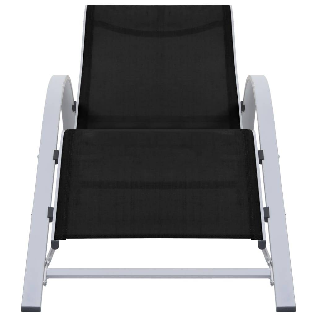Transat Chaise Longue Textilène Aluminium Plage Jardin Noir - ComfortXL Outdoor Living - Image 2