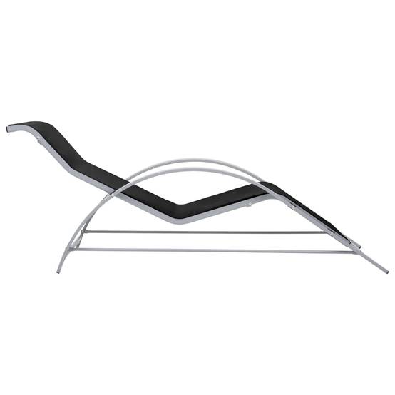 Transat Chaise Longue Textilène Aluminium Plage Jardin Noir - ComfortXL Outdoor Living - Image 3