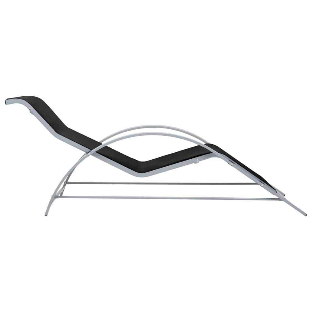 Transat Chaise Longue Textilène Aluminium Plage Jardin Noir - ComfortXL Outdoor Living - Image 3