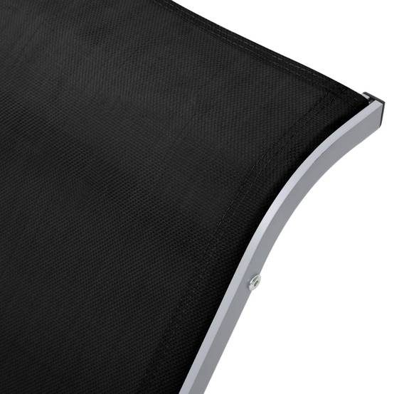 Transat Chaise Longue Textilène Aluminium Plage Jardin Noir - ComfortXL Outdoor Living - Image 6